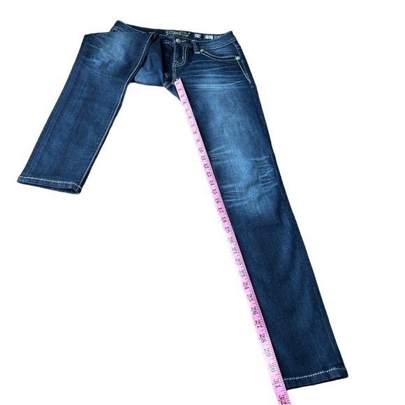 Miss Me Women’s Signature Skinny Dark Wash Rhinestone Embellished Jeans, Size 27 - Picture 11 of 11